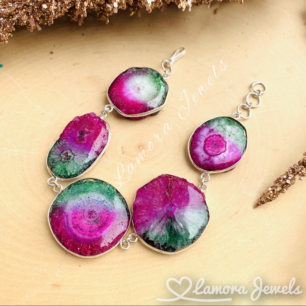Natural Stone Bracelet Rainbow Druzy Quartz